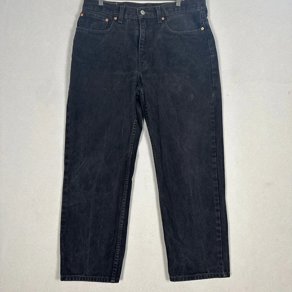 Levi's 550 Jeans Mens 34x29 Relaxed Fit Black Denim Tapered Leg EUC